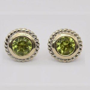 Peridot Solitaire Studs in 14K White Gold